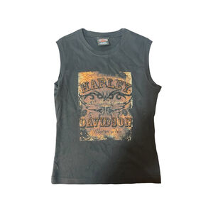 Harley Davidson Women’s Tank Bling Rapid City SD Orange Rhinestone Biker Medium